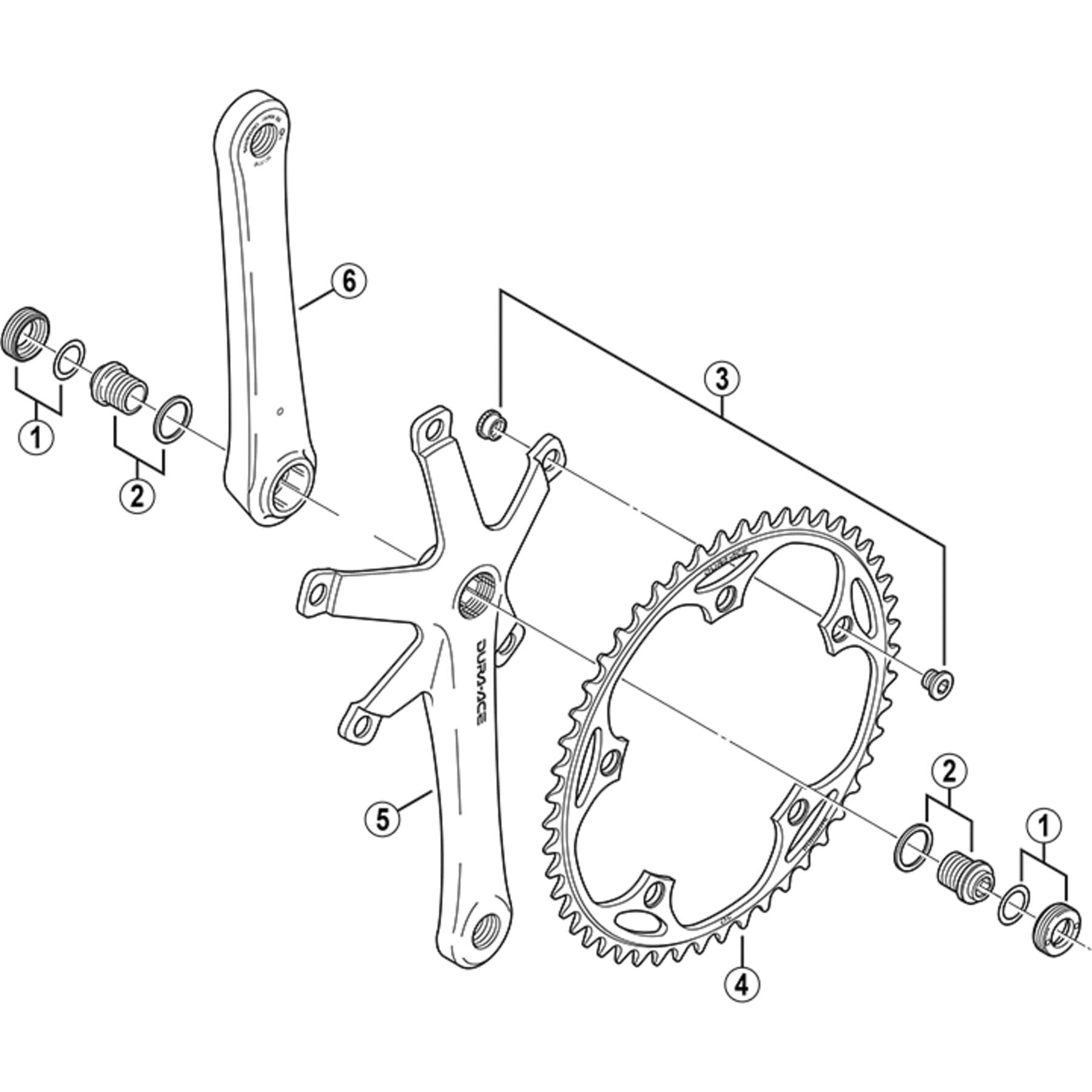 FC-7710 Dura Ace Track chainring bolts M8 x 6 mm (set of 5)