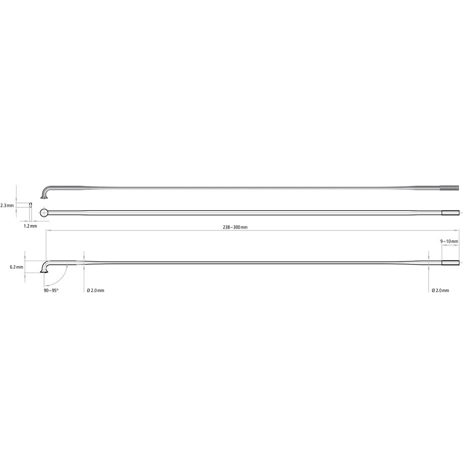 Aero Comp 14 / 15 / 14 g = 2 / 2.3 x 1.2 / 2 mm box 20, black 254 mm