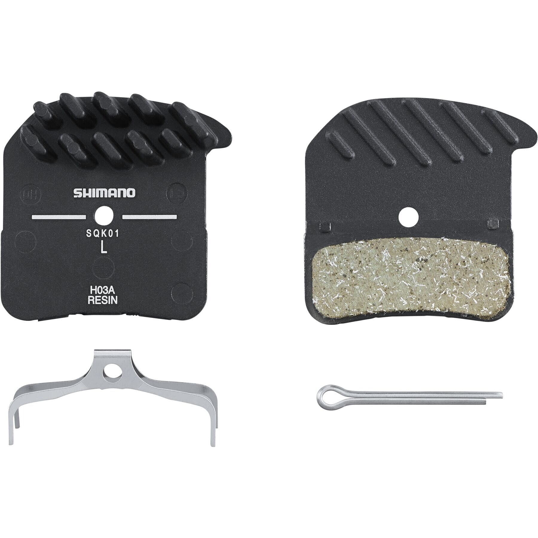 H03A-RF disc pads and spring, resin pad, alloy back, cooling fins