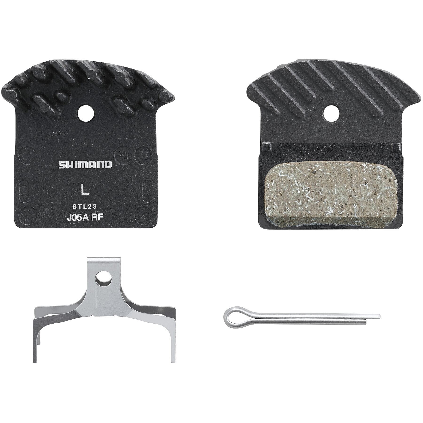 J05A-RF disc pads and spring, resin pad, alloy back, cooling fins