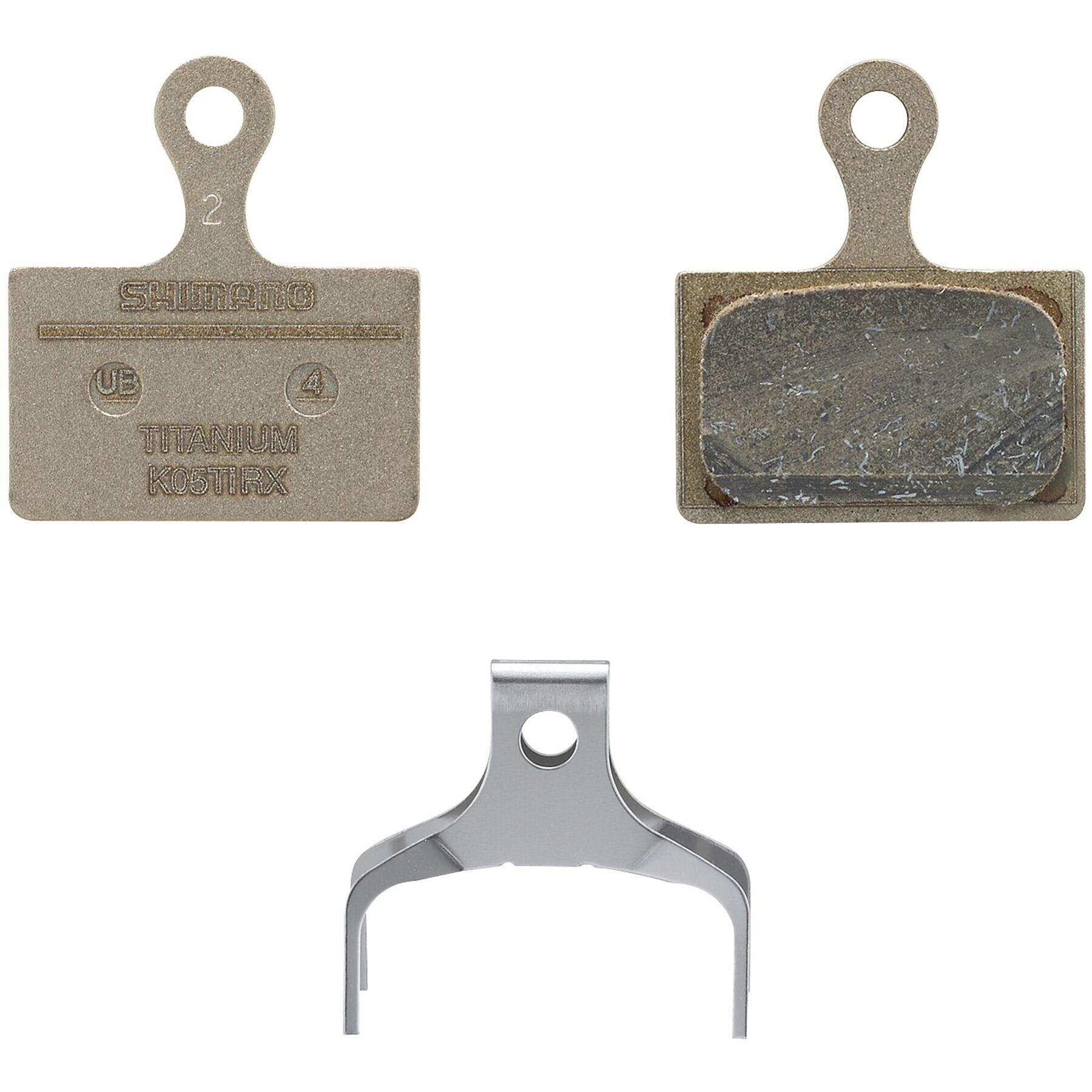 K05Ti-RX disc pads and spring, resin pad, titanium back