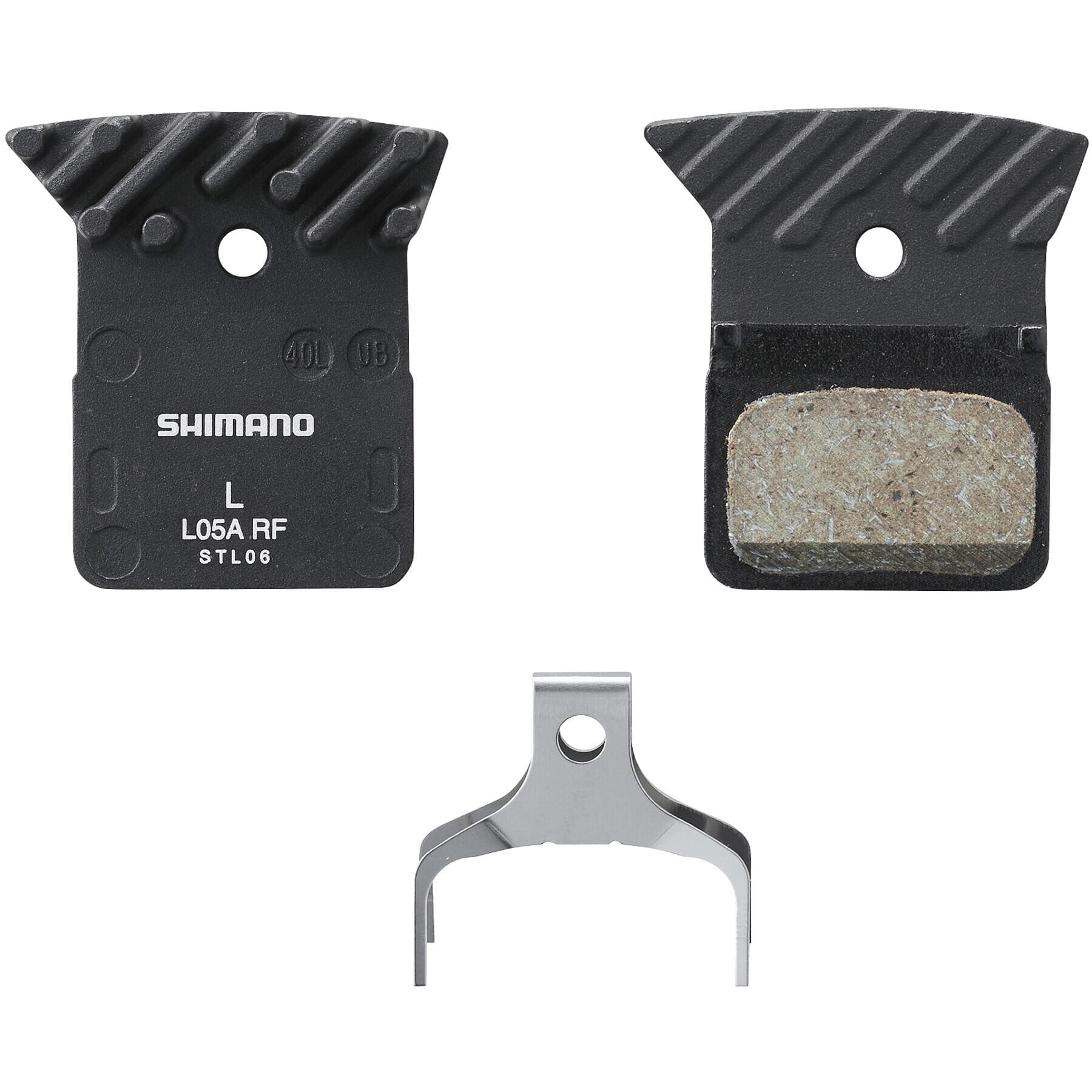 L05A-RF disc pads and spring, resin pad, alloy back, cooling fins