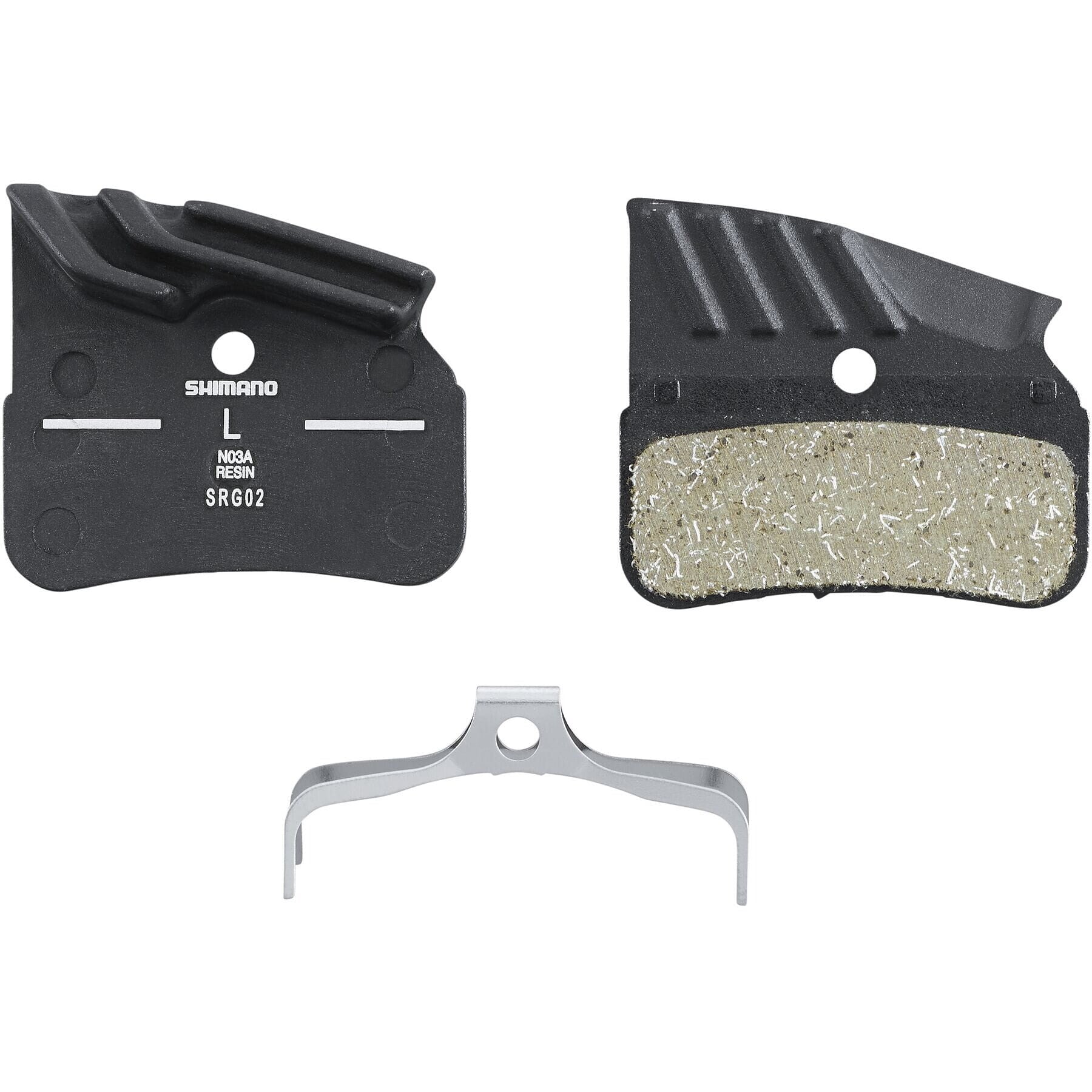 N03A-RF disc pads and spring, resin pad, alloy back, cooling fins