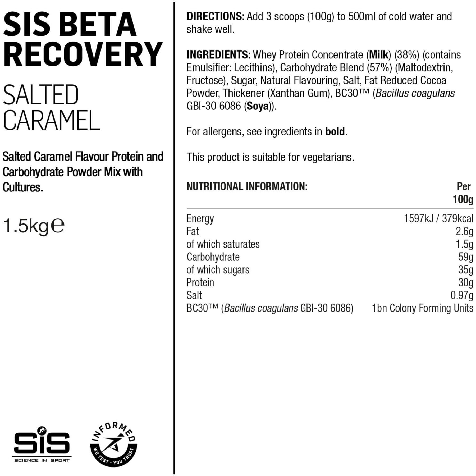 BETA Recovery Drink Powder - 1.5KG - Salted Caramel