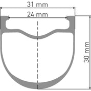 GRC 1400 DICUT disc brake wheel, carbon clincher 30 x 24 mm, 700c rear