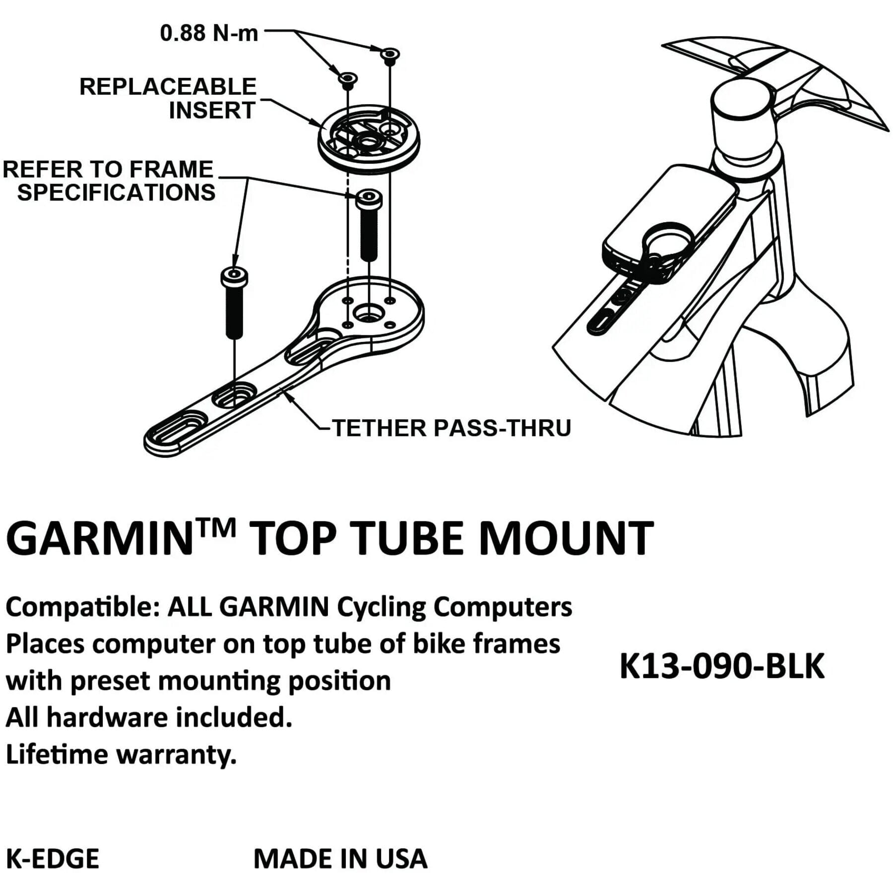 Garmin Top Tube Mount, Black Anodised