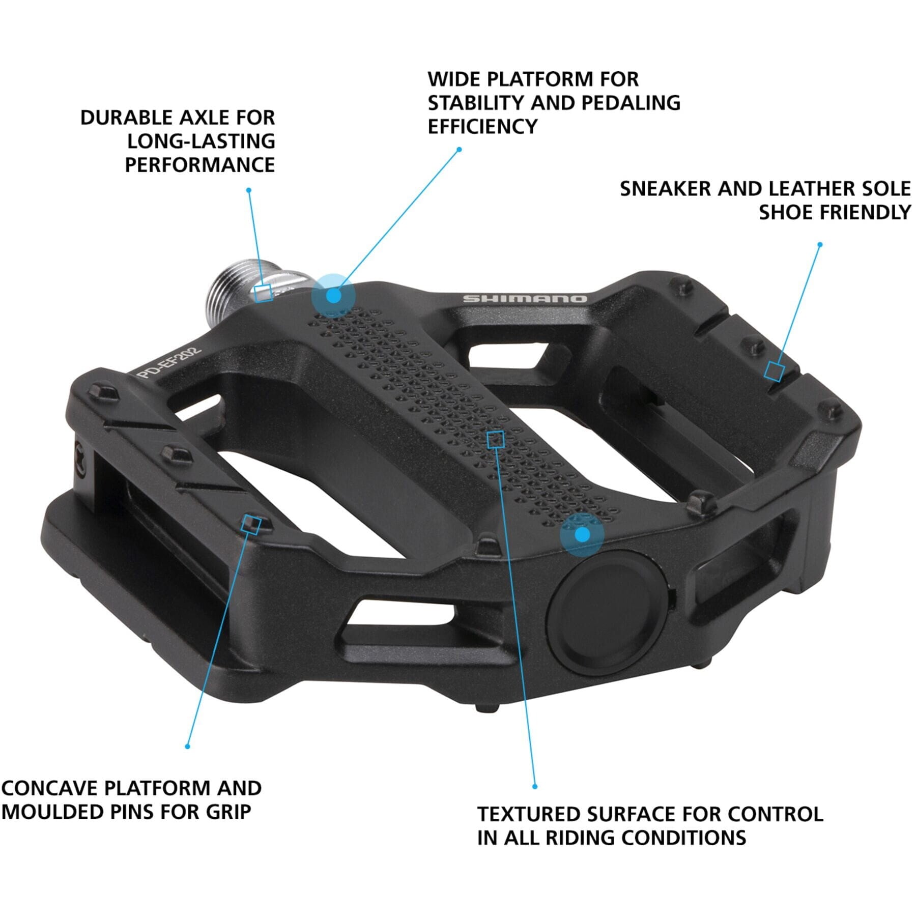 PD-EF202 MTB flat pedals, black