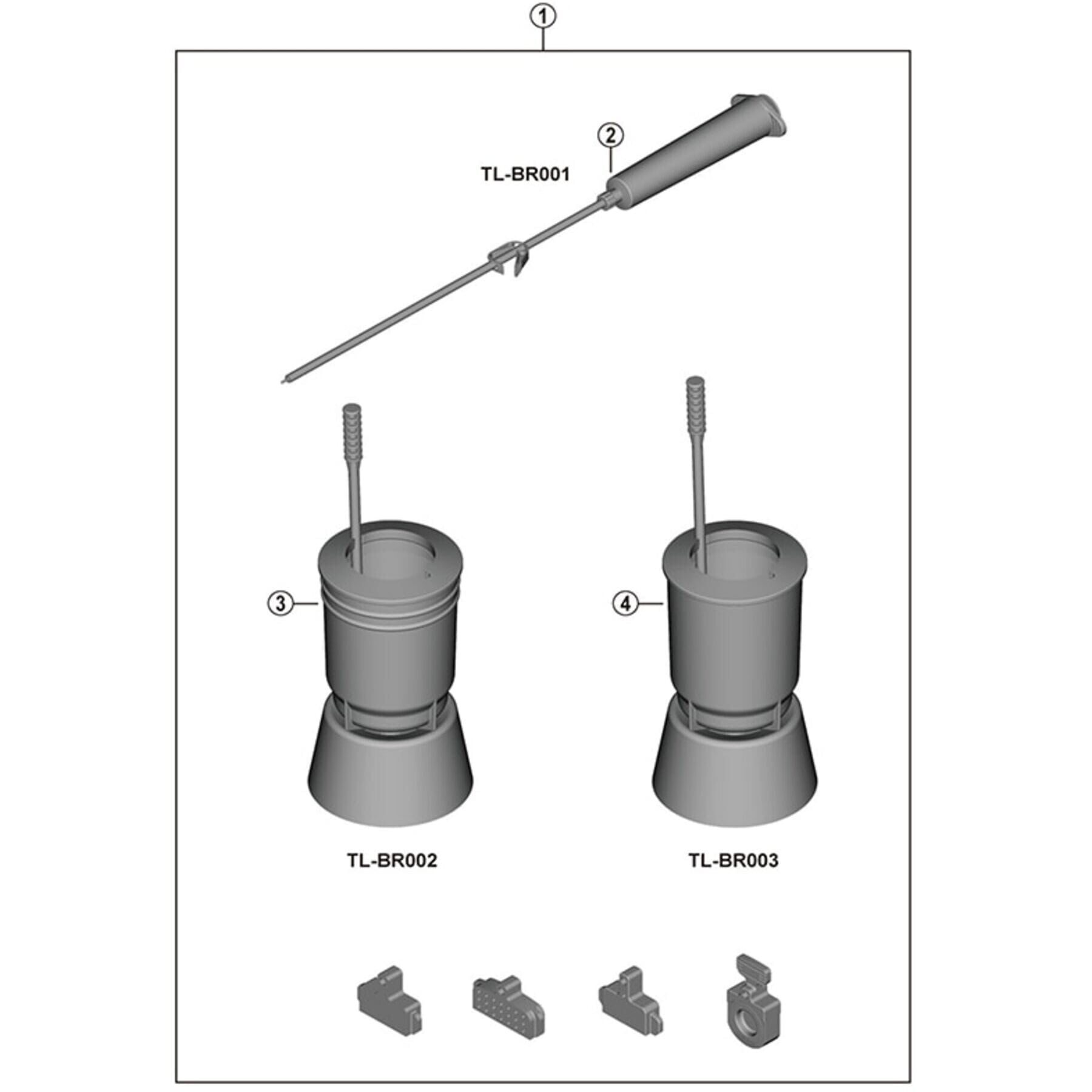 TL-BR002 bleed kit, includes TL-BR001, TL-BR002, TL-BR003 and 4 bleeding spacers