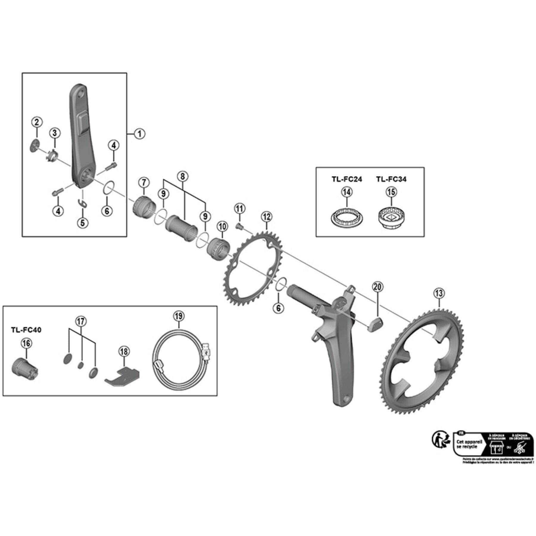 FC-R9200-P left hand crank arm unit, 175 mm