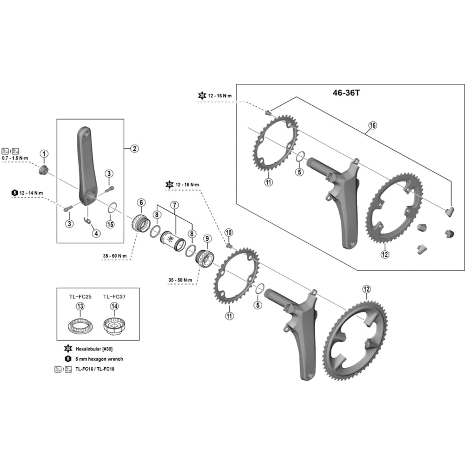 FC-R8100 Ultegra left hand crank arm unit, 175 mm