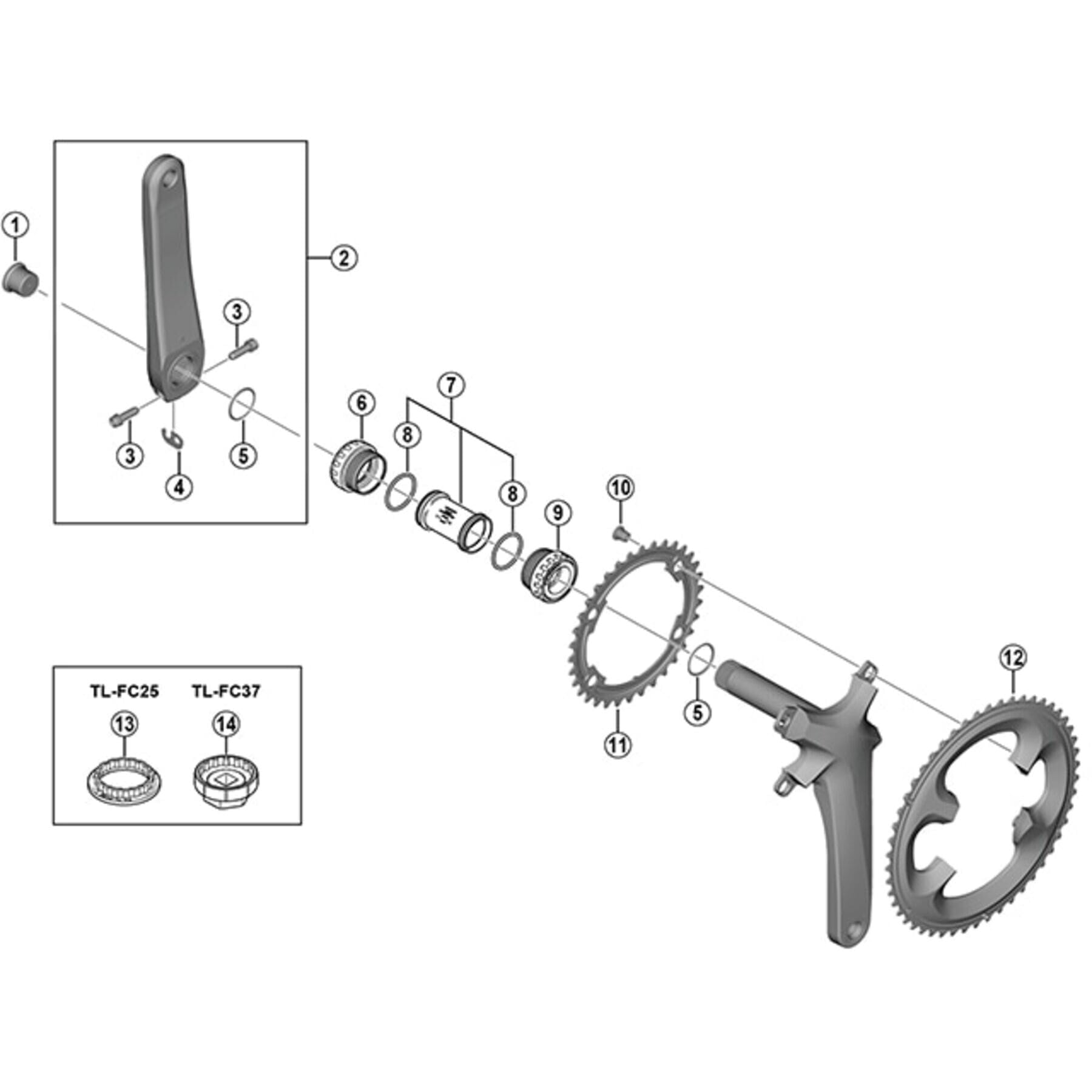FC-R7000 left hand crank arm unit, 172.5 mm, silver