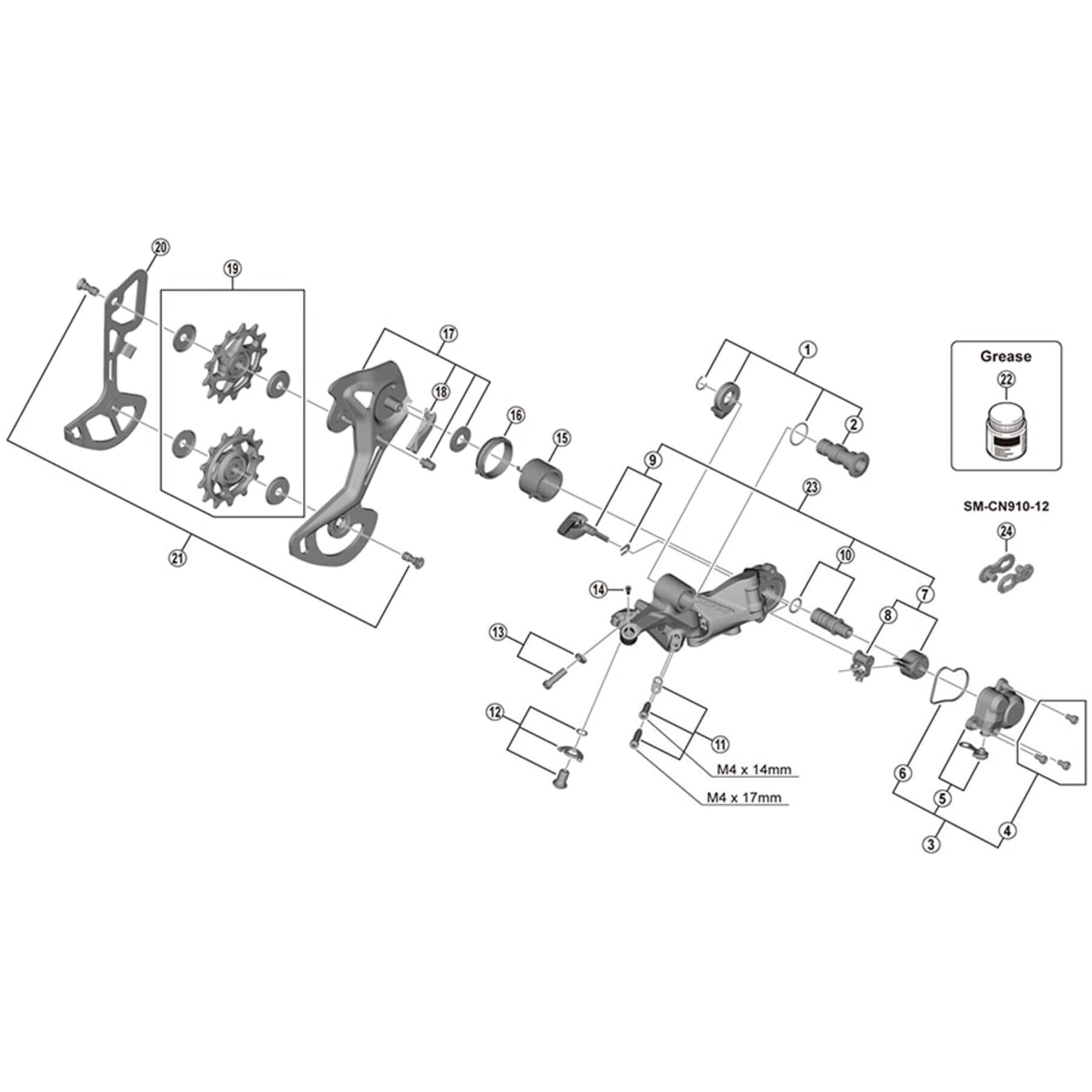 RD-M9100/M9120 XTR rear mech pulley set