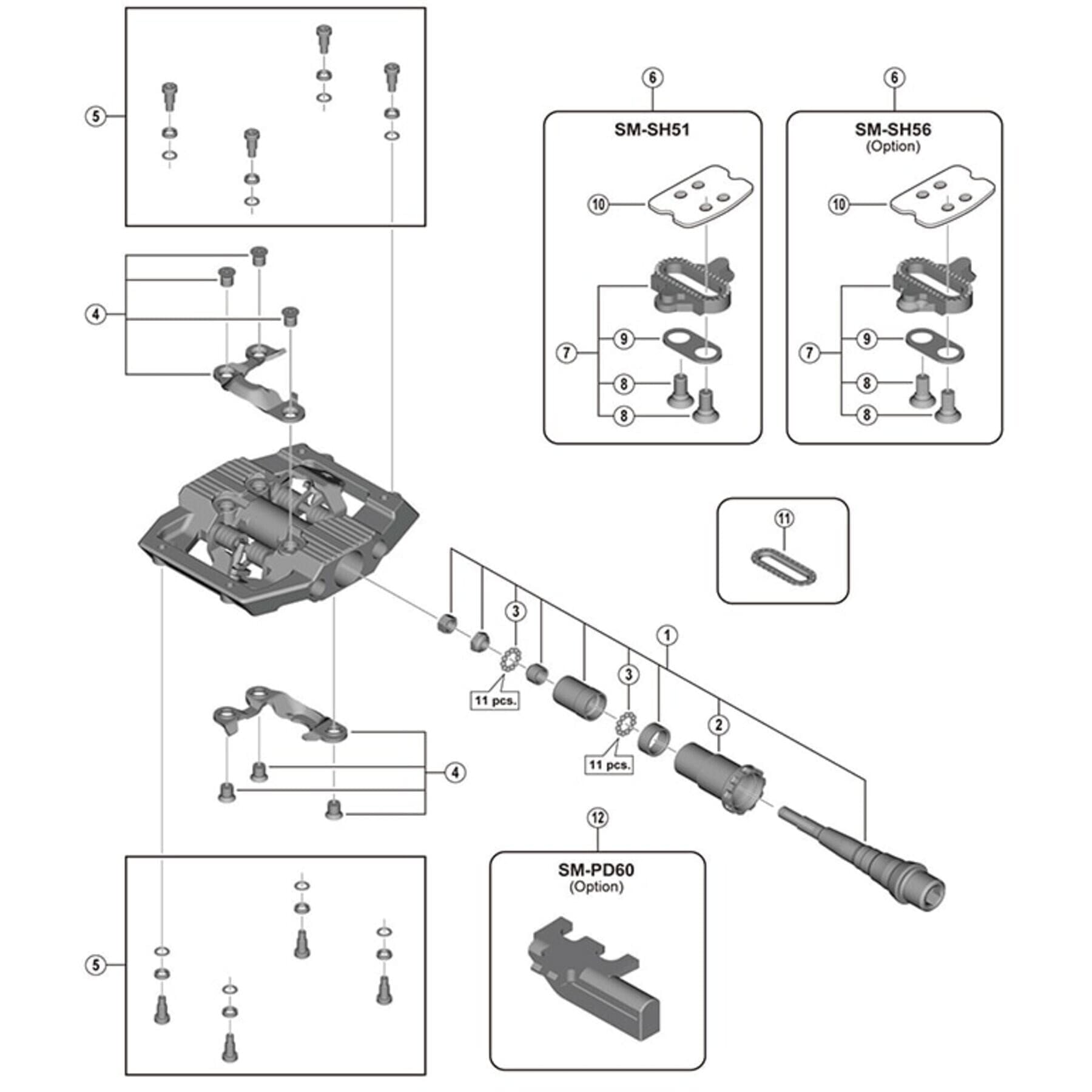 PD-M821 Pedal axle assembly, right hand